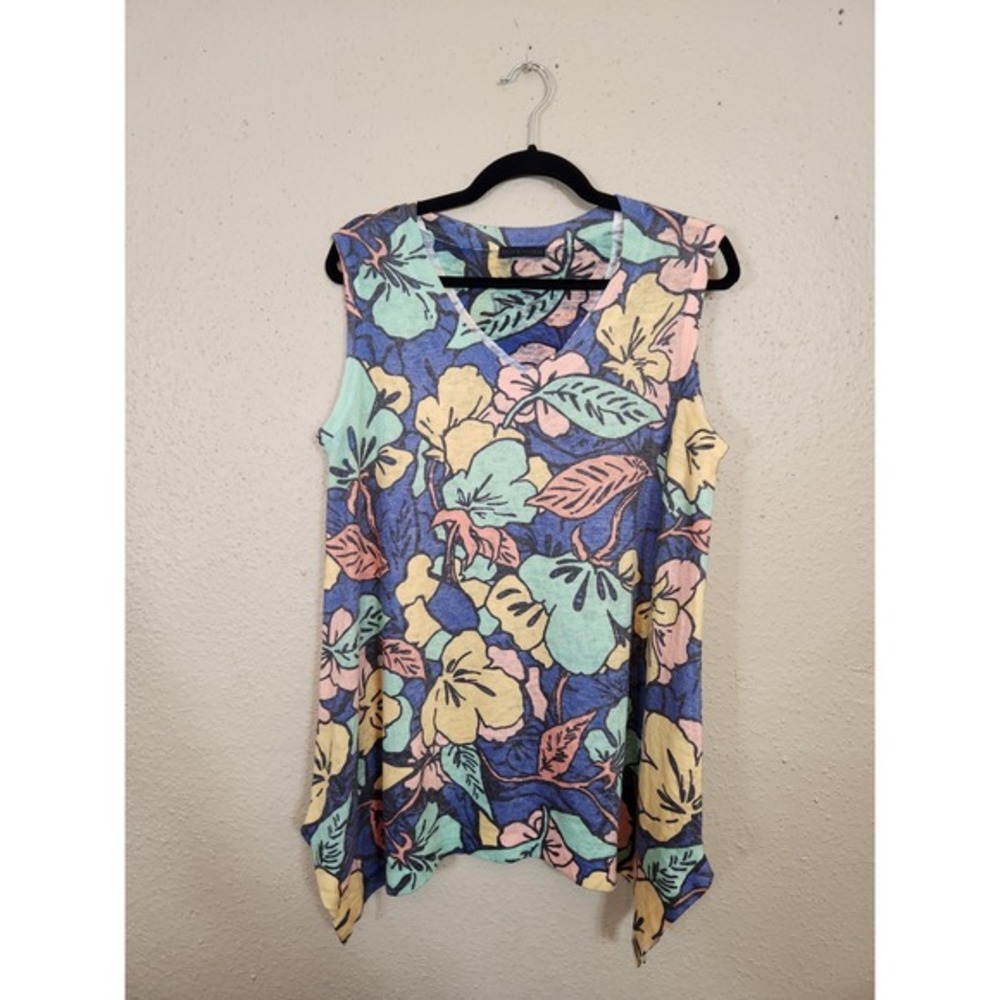 Nally & Millie Floral Tank‎ Top Sleeveless V Neck Casual Blouse XL